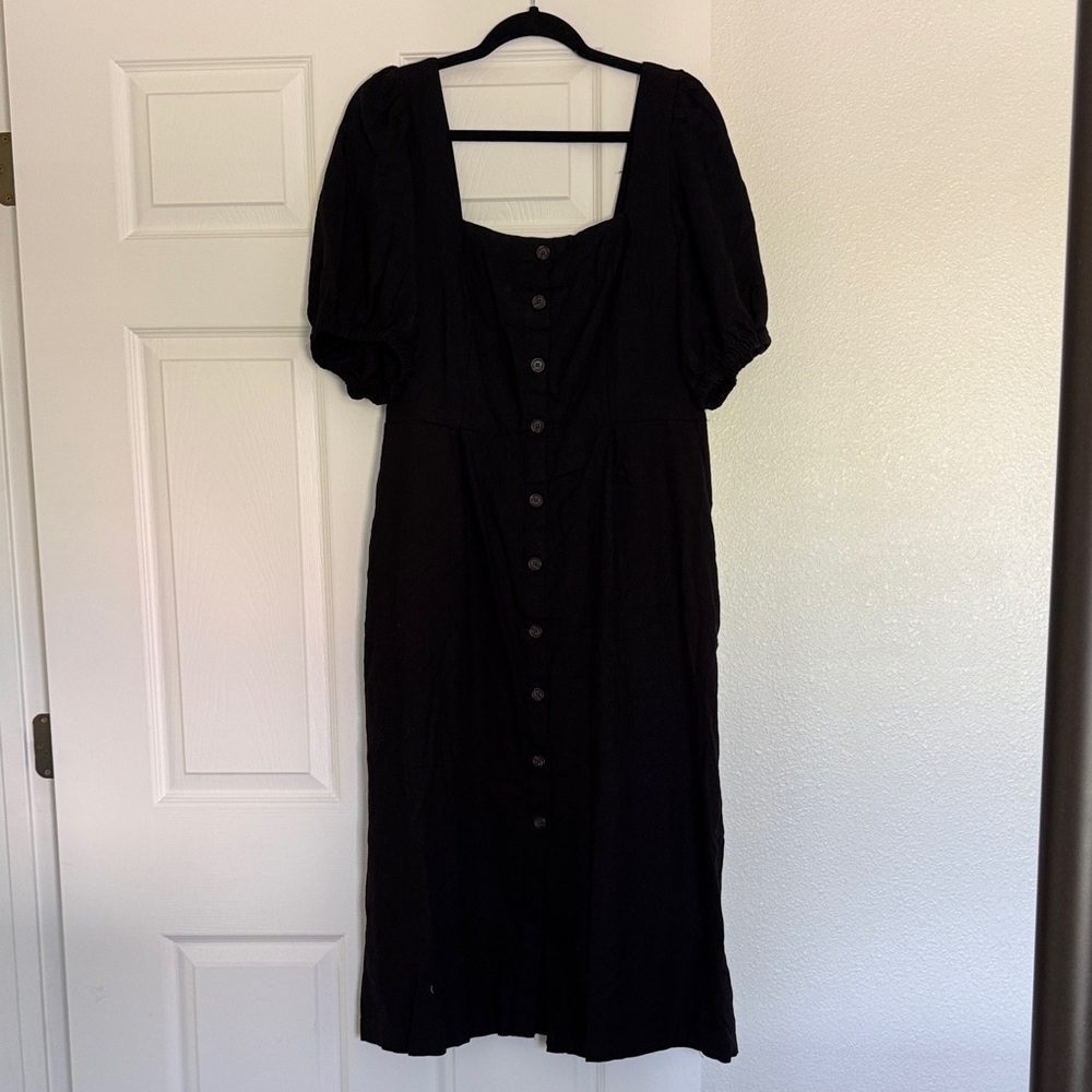 Old Navy Black Button-Front Midi Dress